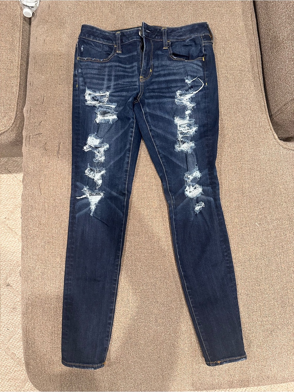 American Eagle Outfitters Dark Blue Ripped Skinny Jeans